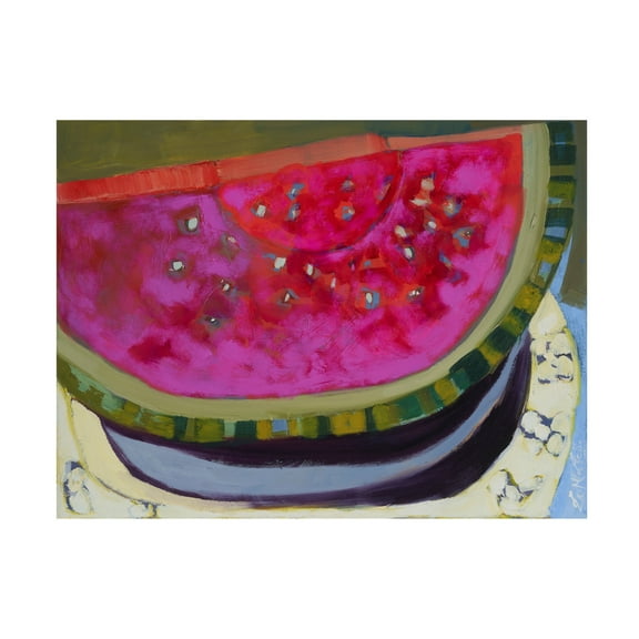 Canvas Wall Art - Erin McGee Ferrell 'Watermelon I' Wall Art for Living Room, Bedroom, or Office Décor by Trademark Fine Art - 19 x 14 Inches