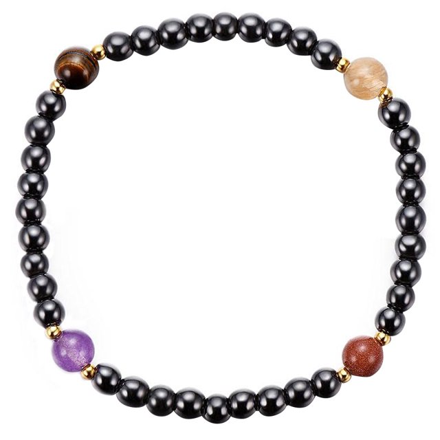 Pulsera de tobillo con terapia de hematita magnética hecha a mano y moderna para mujer
