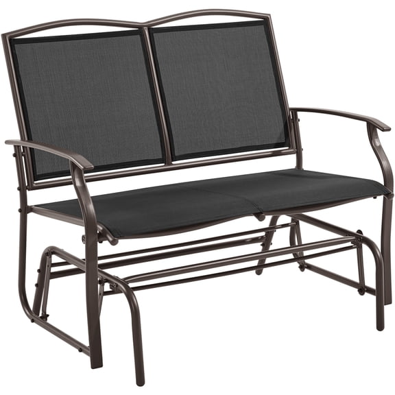 Topeakmart 2-Person Patio Swing Glider Bench Texteline with Steel Frame, Black