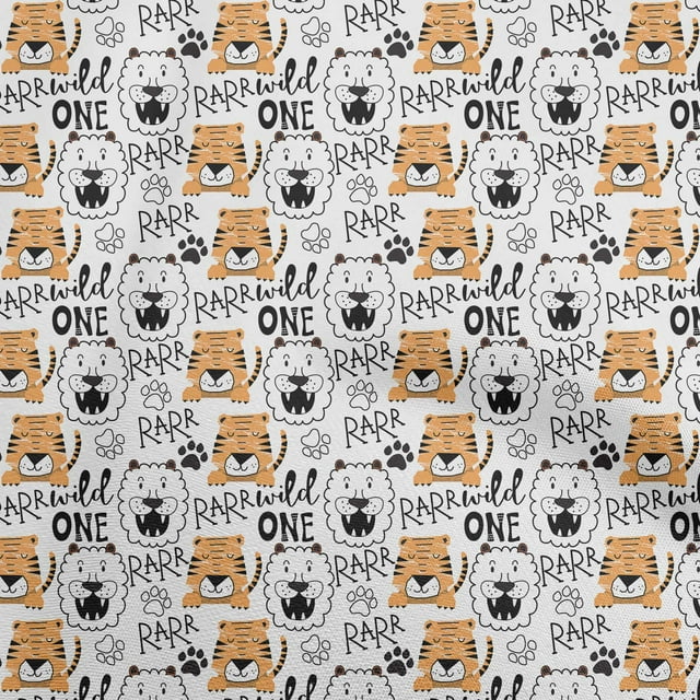 oneOone Tissu Brun en Polyester Spandex pour Enfants, Matière de Robe Animale, Tissu Imprimé, Tissu au Mètre, 56 Pouces de Large