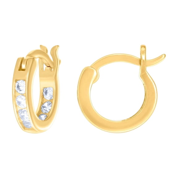 925 Sterling Silver Womens Cubic Zirconia Inside-out Hoop Earrings 12x3mm Wide Hoop Earring for Women