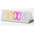 thumbnail image 1 of wonima02 Solid Wood Digital Alarm Clock for Bedroom - 8.8 Inch Large Display for Living Room, See Time Instantly! Multicolor Backlight Time Display, Dual Alarms, Date/Temp/Day, DST, Snooze (White), 1 of 1