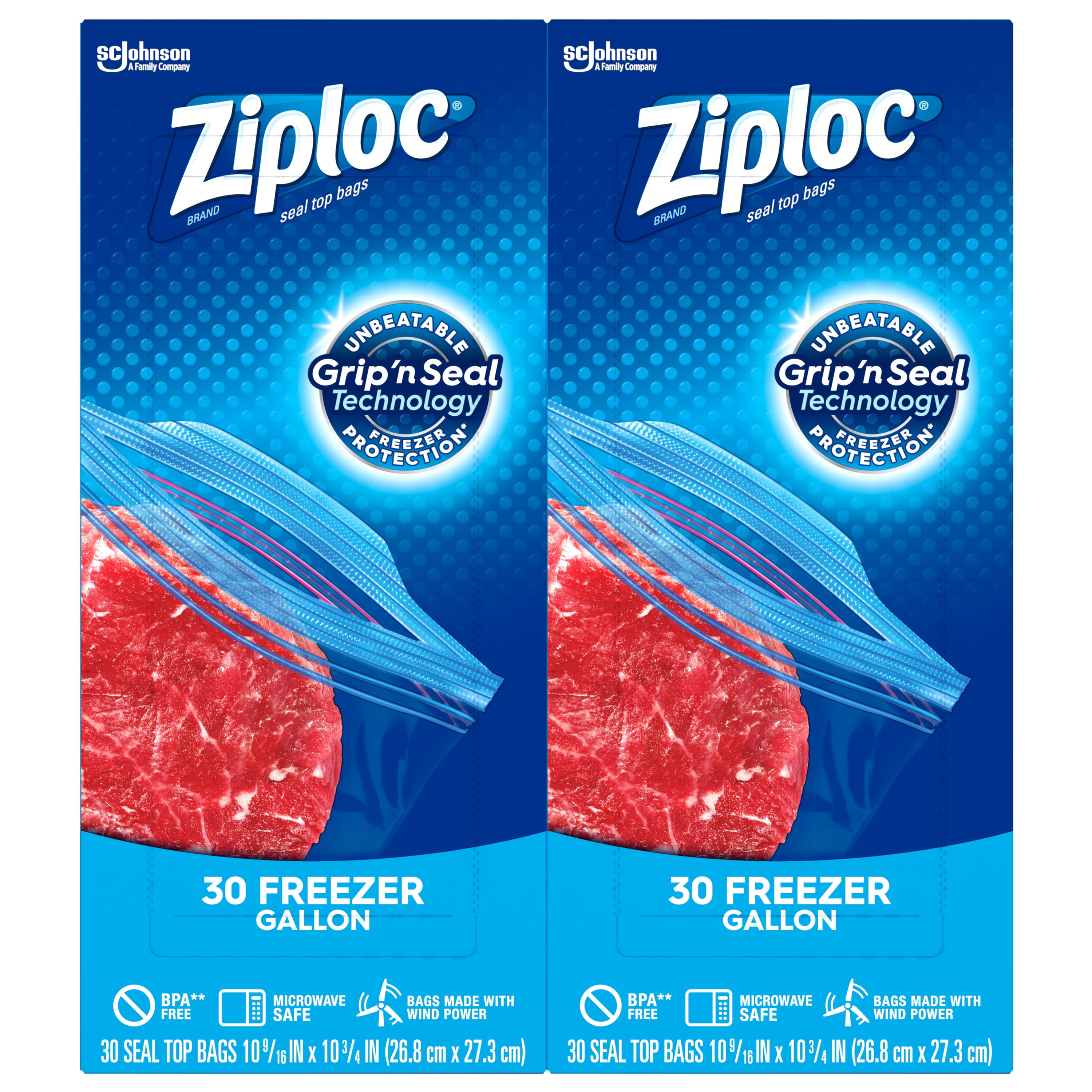 Ziploc Brand Freezer Gallon Bags with Power Shield Technology, 30 Count