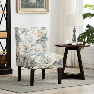 Roundhill Furniture Capa Armless Contemporary Accent Chair, Blue