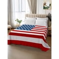 thumbnail image 3 of King Size Flat Sheet Only, American Flag Soft Brushed Microfiber Bed Sheets, Blue Red USA Flag Hotel Quality Breathable Bedding Top Sheet, Easy Care, 105"x98", 3 of 9