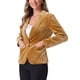 thumbnail image 4 of BLAZER DE VELVET PARA MUJER INSPIRE CHIC, COLOR SÓLIDO, CUELLO DE CHAL, CHAQUETA DE TRAJE PARA TRABAJAR L Amarillo Oscuro, 4 of 6