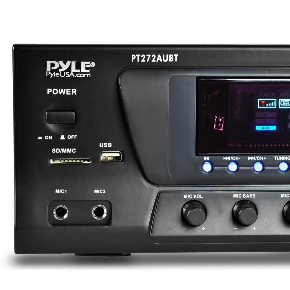 Pyle Stereo Amplifier Receiver with AM FM Tuner, Bluetooth, and Sub Control 