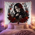 thumbnail image 2 of Gothic Portrait Woman with Roses and Candles, Moody Dark Fantasy for Halloween Lovers, Autumnal Gothic Art Decor, Halloween Gift, Tapestry Wall Hanging for Bedroom and Living Room, 2 of 7