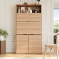 thumbnail image 3 of Harper & Bright Designs Compact Kitchen Pantry, Kitchen Pantry Storage Cabinet with Power Outlet, Tall Farmhouse Kitchen Hutch with Adjustable Shelf for Dining Living Room, Natural, 3 of 20
