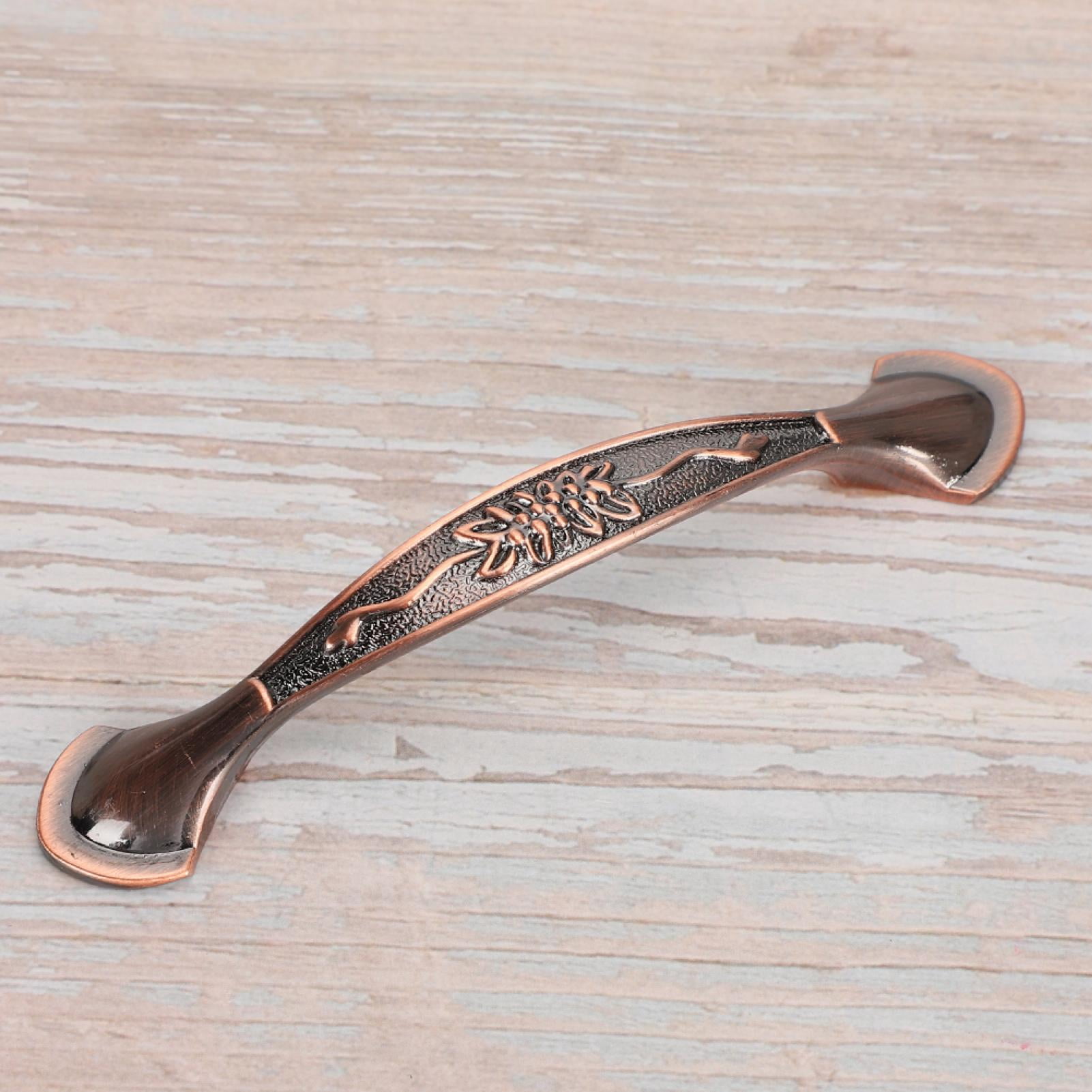 BIMZUC 10 Pack Red Bronze Cabinet Hardware Pulls, Simple Zinc Alloy Drawer and Cupboard Door Bar Handles for Home Office Furniture, 96mm Hole Pitch (4.4 x 0.6 inches / 11.4 x 1.6 cm)