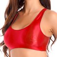 thumbnail image 2 of ZDHoor Womens Glossy Yoga Tops Shiny Racer Back Sports Gym Swimming Crop Tank Tops Red M, 2 of 7