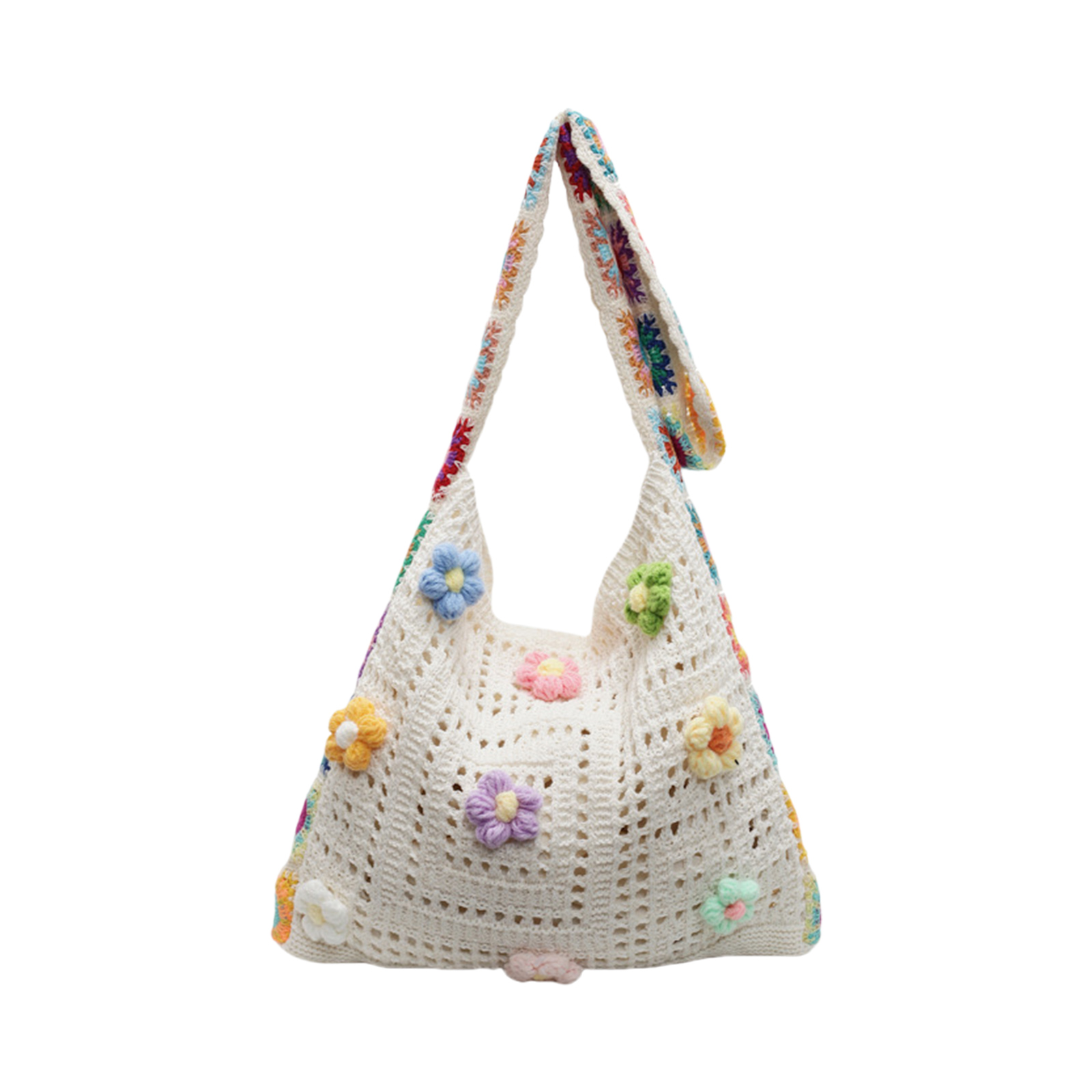 Large Capacity Knitted Handbag For Women Casual Bohemian Styles Crossbody Purse Beach Bag With Artistic Crochet Patterns