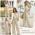 thumbnail image 4 of SWQZVT Womens Wide Leg Linen Pants With Pockets High Waist Loose Trousers Business Work Casual Slacks Palazzo Lightweight Pants, 4 of 9