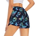 thumbnail image 3 of Disketp Blue Butterfly Print Women's Shorts Workout Shorts for Athletic Gym Running Shorts with Phone Pockets Large, 3 of 8