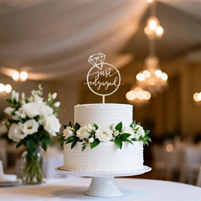 Cartel de madera con espejo Cake Topper Tisbonsy Just Engaged