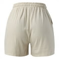 thumbnail image 3 of Vedolay Womens Summer Drawstring High Waist Solid Color Fitness Casual Shorts,Beige XXL, 3 of 5