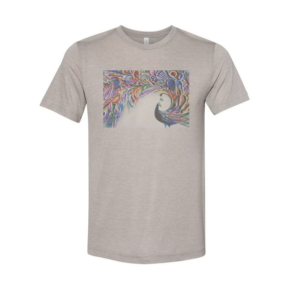 "Peacock Shirt, Painted Peacock, Peacock Lover, Unisex T, Sublimation Tee, Gift For Her, Peacock Tee, Soft Bella Shirt, Vintage, Faded, Heather Stone, LARGE"