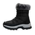 thumbnail image 2 of Women Mid Calf Snow Boots Faux Fur Lined Lace Up Non Slip Lug Sole Outdoor Warm Winter Fashion Booties Black 7.5, 2 of 9