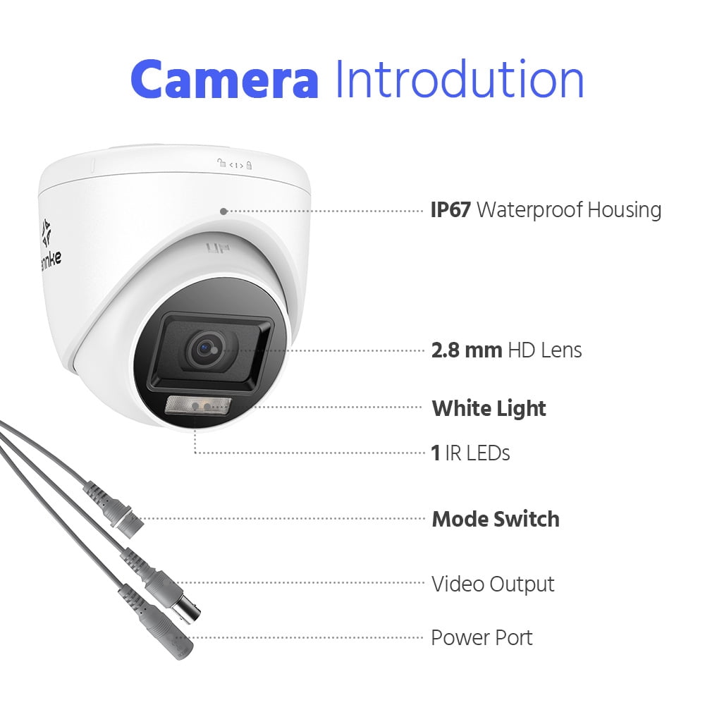 ANNKE 4PCS 4K Smart Dual Light Wired CCTV Security Camera, Color & IR Night Vision, 3840x2160@20fps, f/1.6 Super Aperture, 4-in-1 Output Signal, IP67, 2.8mm Lens, Human&Vehicle Detection