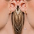 thumbnail image 3 of Gem Stone King Asymmetrical Yellow Citrine Drop Chain Earrings for Women in 18K Rose Gold Plated Silver | 1.04 Cttw | November Birthstone | Trillion Cut 4MM | Mismatched Dangle Earrings, 3 of 6
