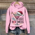 thumbnail image 2 of Fiaer Santa's Favorite Sweatshirt Merry Christmas Sweatshirt Women Funny Glass Graphic Crew Neck Pullover Long Sleeve Loose Fit Tops Pink M, 2 of 3