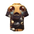 thumbnail image 6 of Lsque The Binding of Isaac print Men's Cuban Collar Short Sleeve Shirt Summer Beachwear Casual Button Down Fashionable Vacation Leisure Shirt-Small, 6 of 7
