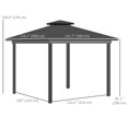 thumbnail image 3 of Outsunny 10' x 12' Double Roof Hardtop Gazebo with Nettings Curtains Grey, 3 of 10