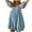 Blue, variant on Mgmyaa Women's Cute Mini Dresses Solid Color Square Neck Front Pleated Cross-Back Tie Blouson Sleeve Low Back Babydoll Dress
