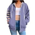 thumbnail image 2 of Women's Zip Hoodie Overcoat Long Sleeve Sweatshirt Outwear Hooded​​, 2 of 5