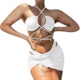 thumbnail image 2 of JoveMarine Women's Sexy Tie-Front Bikini Set Hollow Open Back Two-Piece Swimsuit with Side Ties for Summer Vacation and Beach Pool Party White M, 2 of 7