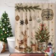 thumbnail image 3 of Small Stall Shower Curtain 36x72 Inch Narrow Half Size Christmas Bath Curtains Bathroom Decor, Xmas Elk Balls Botanical Farmhouse Trees Waterproof Fabric Shower Curtain Set with Hooks 36 Inch, 3 of 8
