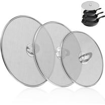 LIOUCBD 3-Pack Splatter Screens for Frying Pan - Stainless Steel Grease Splatter Guard with Foldable Knob, Ultra-Fine Mesh, Rust-Free (10", 11.5", 13") - No Oil Mess, No Burns