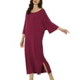 thumbnail image 4 of Unique Bargains Womens' Sleepshirt Nightshirt 3/4 Sleeve Nightgown Sleep Shirt Dress, 4 of 5