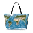 thumbnail image 2 of Honeii Earth View World Map for Tote Bag with Adjustable Strap,Beach Bag, Waterproof Sandproof Beach Tote Bag, Large Capacity Foldable Beach Bags, 2 of 7