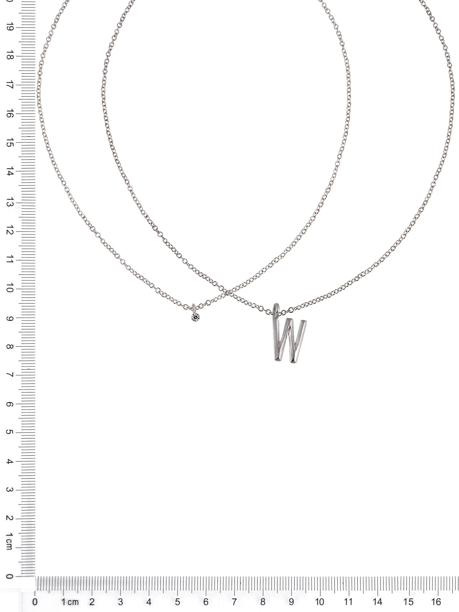 Time and Tru Silvertone Rolo Chain 2 Row Initial "W" Pendant Necklace