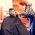 thumbnail image 4 of Capa de corte de pelo capa de salón de corte de pelo de nailon reutilizable impermeable resistente al desgaste transpirable negro para recortar la barba, 4 of 7