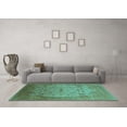 thumbnail image 3 of Ahgly Company Machine Washable Indoor Rectangle Oriental Turquoise Blue Traditional Area Rugs, 4' x 6', 3 of 4
