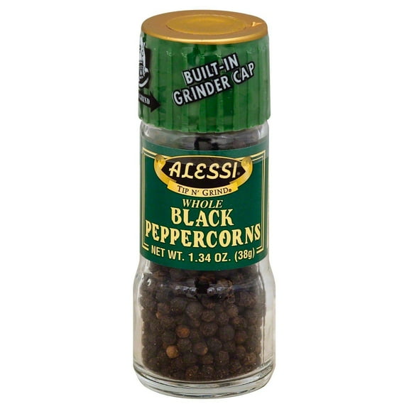 Pack Of 2 Alessi Tip N' Grind Whole Black Peppercorns, 1.34 oz (Package May Vary)