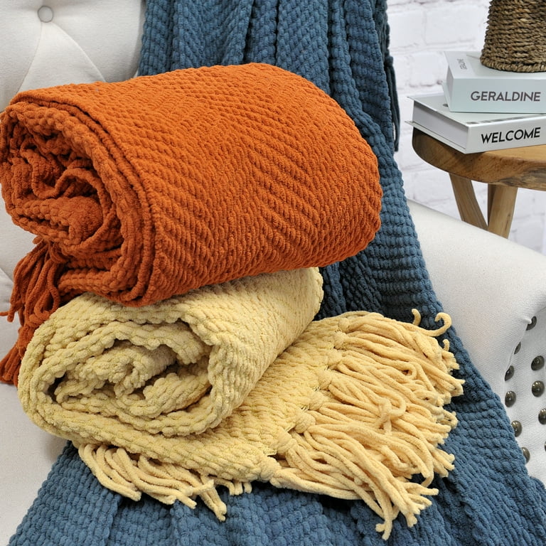 Home Soft Things Tweed Throw Blanket Reversible Lightweight Super Soft Cozy Throw Blanket Burnt Orange 50x60 inches Walmart