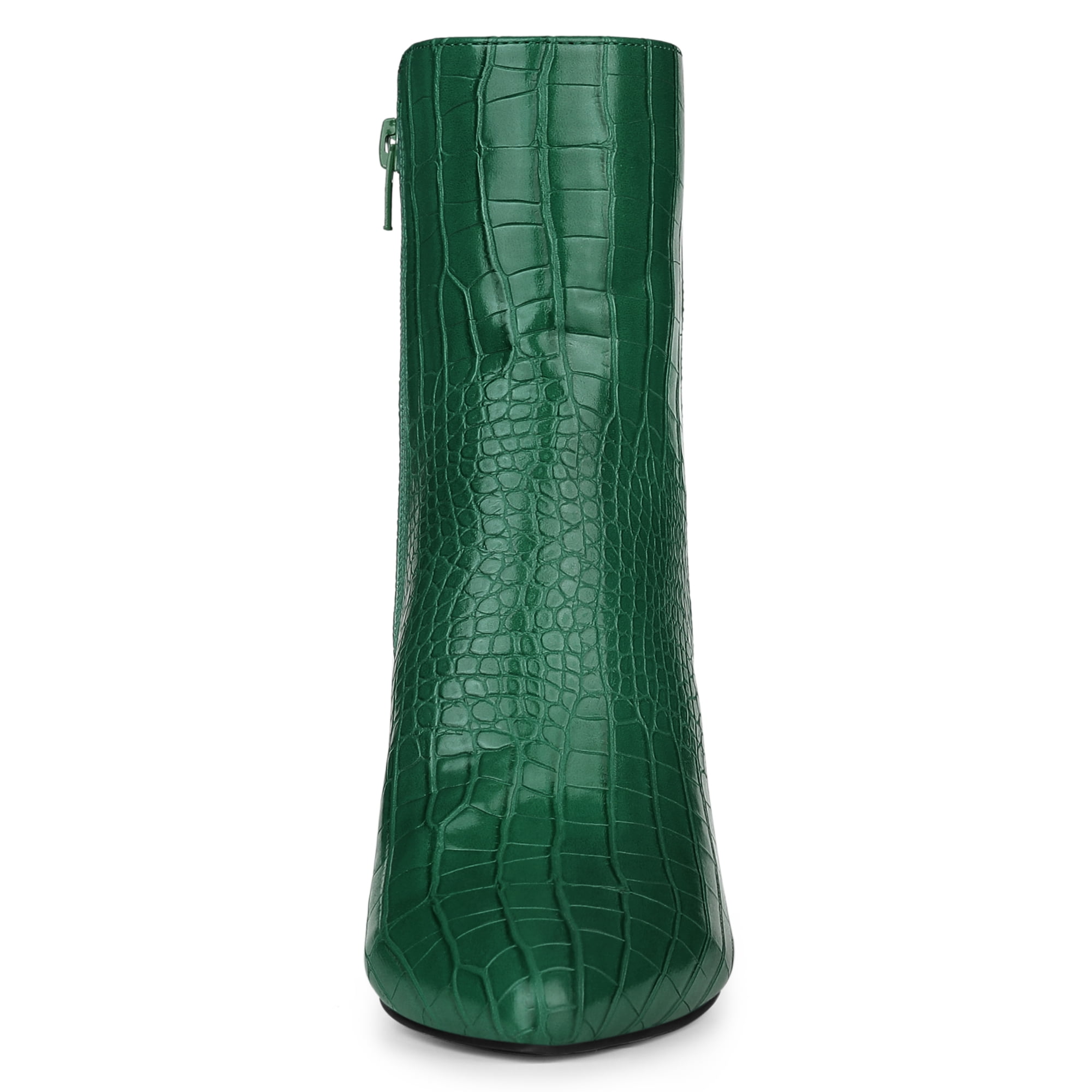 DARING DIVA Women's Pointy Toe Block High Heels Ankle Boots Dark Green 11