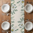 thumbnail image 4 of Table Runner 48 Inches Long for Kitchen Dining, Daisy Eucalyptus Leaves Dresser Scarf Farmhouse, Dining Table Decorations for Wedding/Parties, Rustic Weeping Botanical Linen 13 x 48 In, 4 of 8