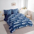 thumbnail image 2 of Manfei Fish Skeleton Full Size Bedding Sets, Marine Sealife Full Size Bed in a Bag, Navy Blue White, Blue Reversible, 7 Pieces, 2 of 6