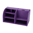 thumbnail image 5 of KINGFOM Multi-function Home Office School Supplies Stationery Storage Box Leather Desk Organizer 6 Compartment Storage Box Collection with Drawer, Business Card/Pen/Pencil/Cellpone Holder (Purple), 5 of 8