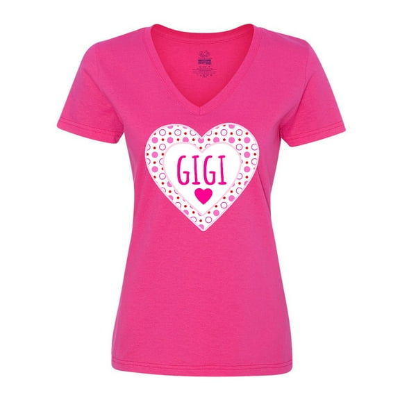 Inktastic Gigi Pink Valentine Hearts Women's V-Neck T-Shirt