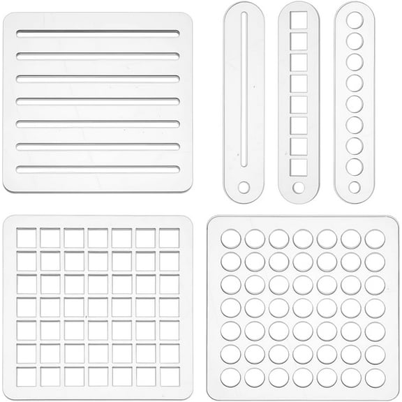 6 Styles Journaling Stencils Reusable Acrylic Template Mini Calendar Square Stencil Set for Dotted Journals Planner Accessories Scrapbooking Habit Tracker