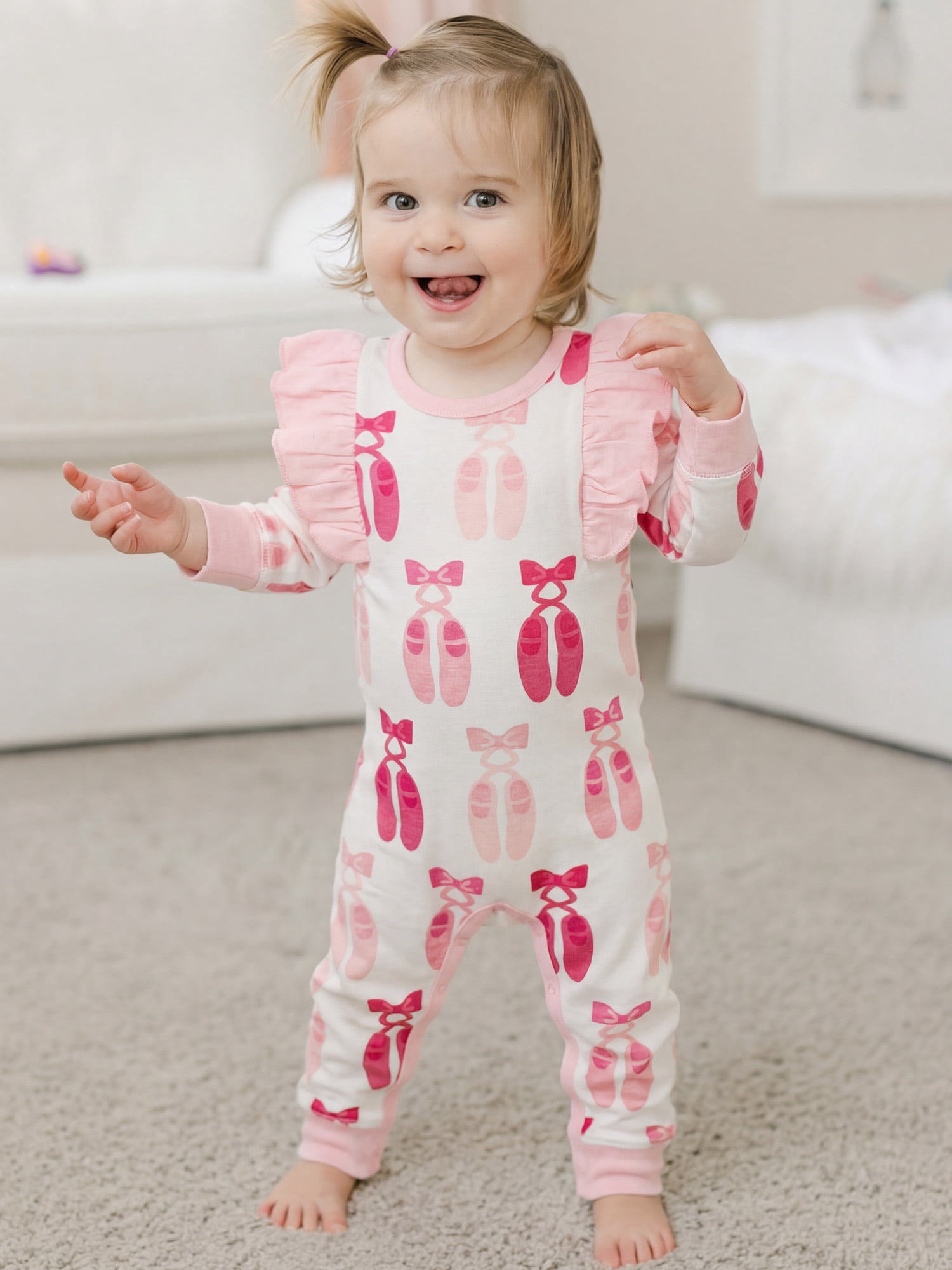 M+A by Monica + Andy, Organic Cotton Double Ruffle Romper, Sizes Newborn - 18-24 Months
