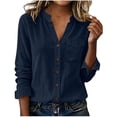 thumbnail image 2 of Neewe Womens Classic Plain Shirt Casual Collar Long Sleeve Loose Fit Button Down Tops Daily Outfits, 2 of 5