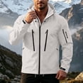thumbnail image 2 of Sevevn Men Rain Jacket Attached Hood Regular Fit Waterproof Shell Fabric Full Zip Dual Chest Zip Pockets Arm Zip Pocket Cuffs Drawstring Hem For Hiking Wear, 2 of 9