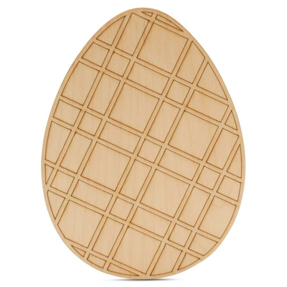 Wooden Eggs for Easter Crafts, Plaid, 9-Inch, 1/8 Inch Thick Wood Cutouts, Pack of 5 for Basket Stuffers, by Woodpeckers