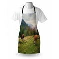 thumbnail image 4 of Farm Animal Apron, Nature Landscape with Cows Grazing in Meadow at Sunrise Photo, Unisex Kitchen Bib with Adjustable Neck for Cooking Gardening, Adult Size, Multicolor, by Ambesonne, 4 of 4